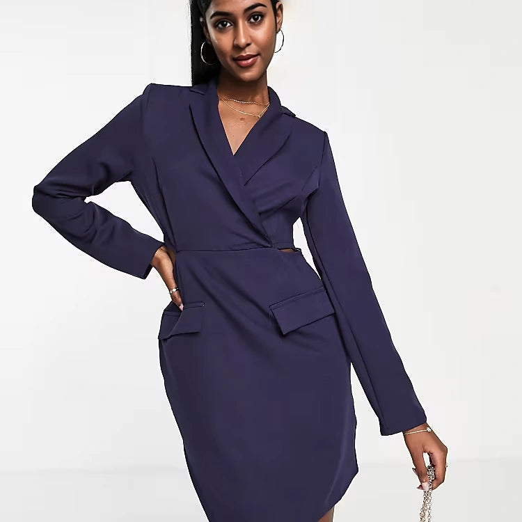 Naanaa Womens Cut Out Blazer Dress In Navy