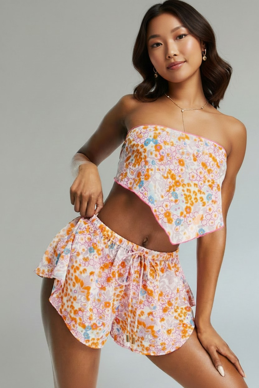 Candypants Womens Beach Short in Multi Ditsy Print