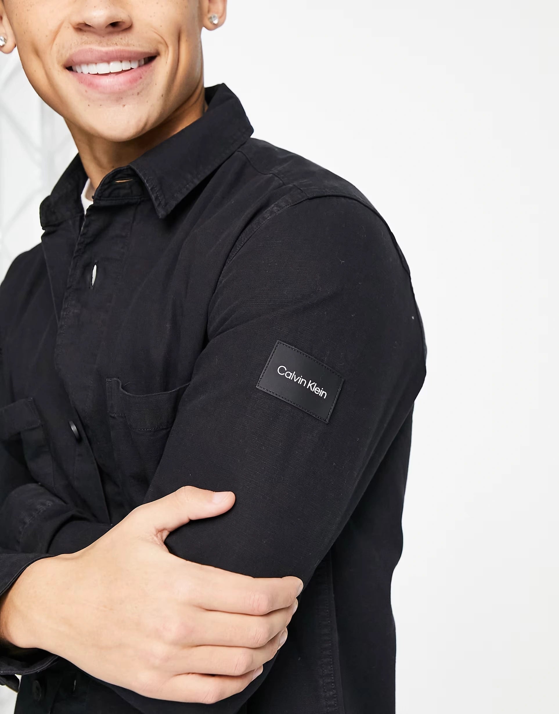 Calvin Klein Rip Stop Overshirt in Black