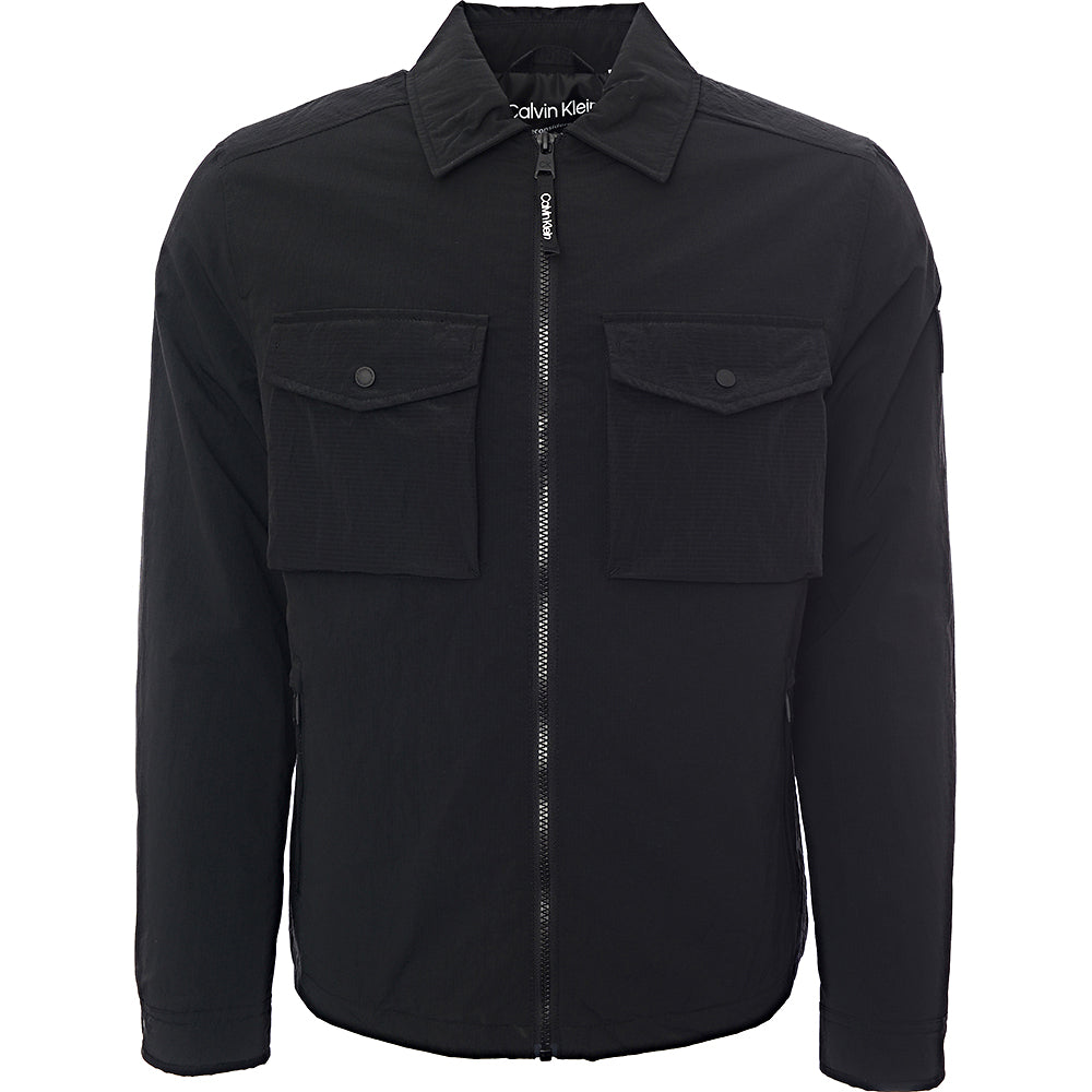 Calvin Klein Mens Black Ripstop Lightweight Shirt Jacket