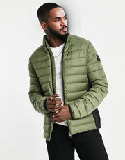 Calvin Klein Side Logo Lightweight Puffer Jacket in Khaki Green