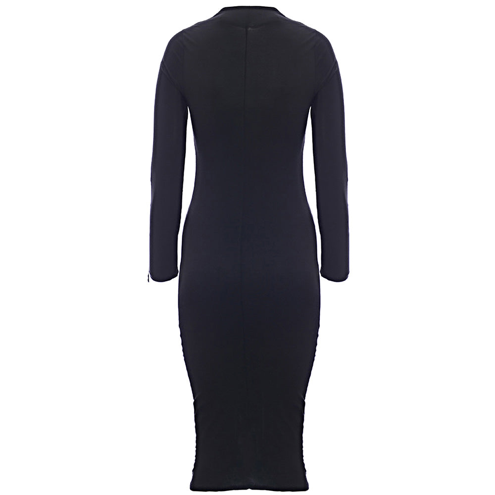 First Distraction Women's Black Asymmetric Ruched Dress