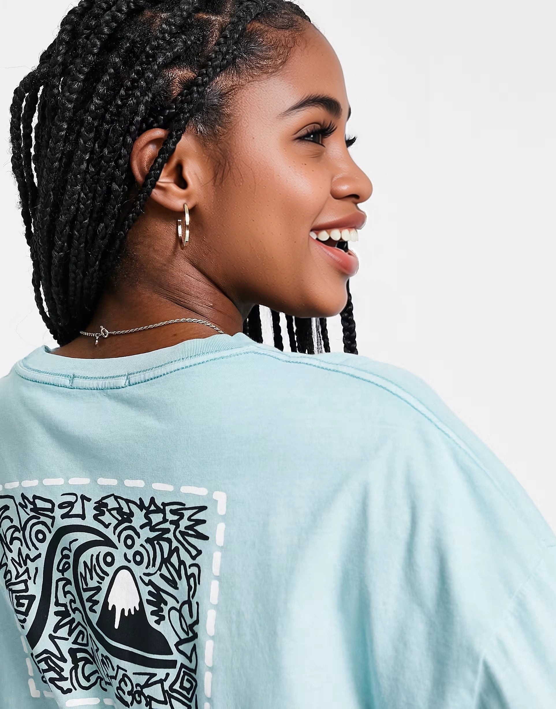 Womens Quiksilver Oversized Cropped Long Sleeve T-Shirt in Blue