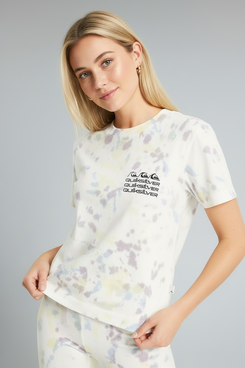 Quiksilver Womens Tie Dye Cropped T-Shirt In Pink
