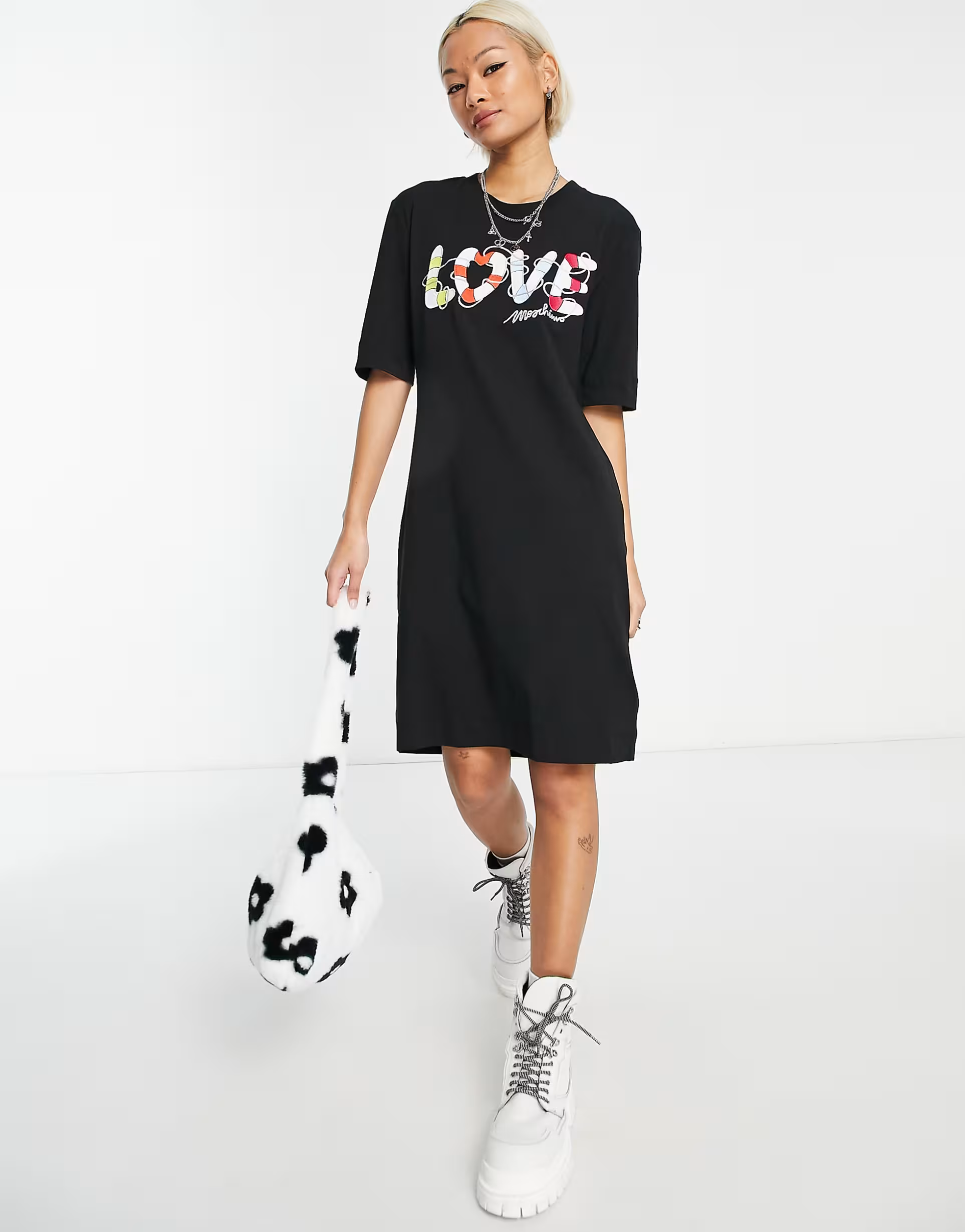 Love Moschino Womens Logo T-Shirt Dress In Black