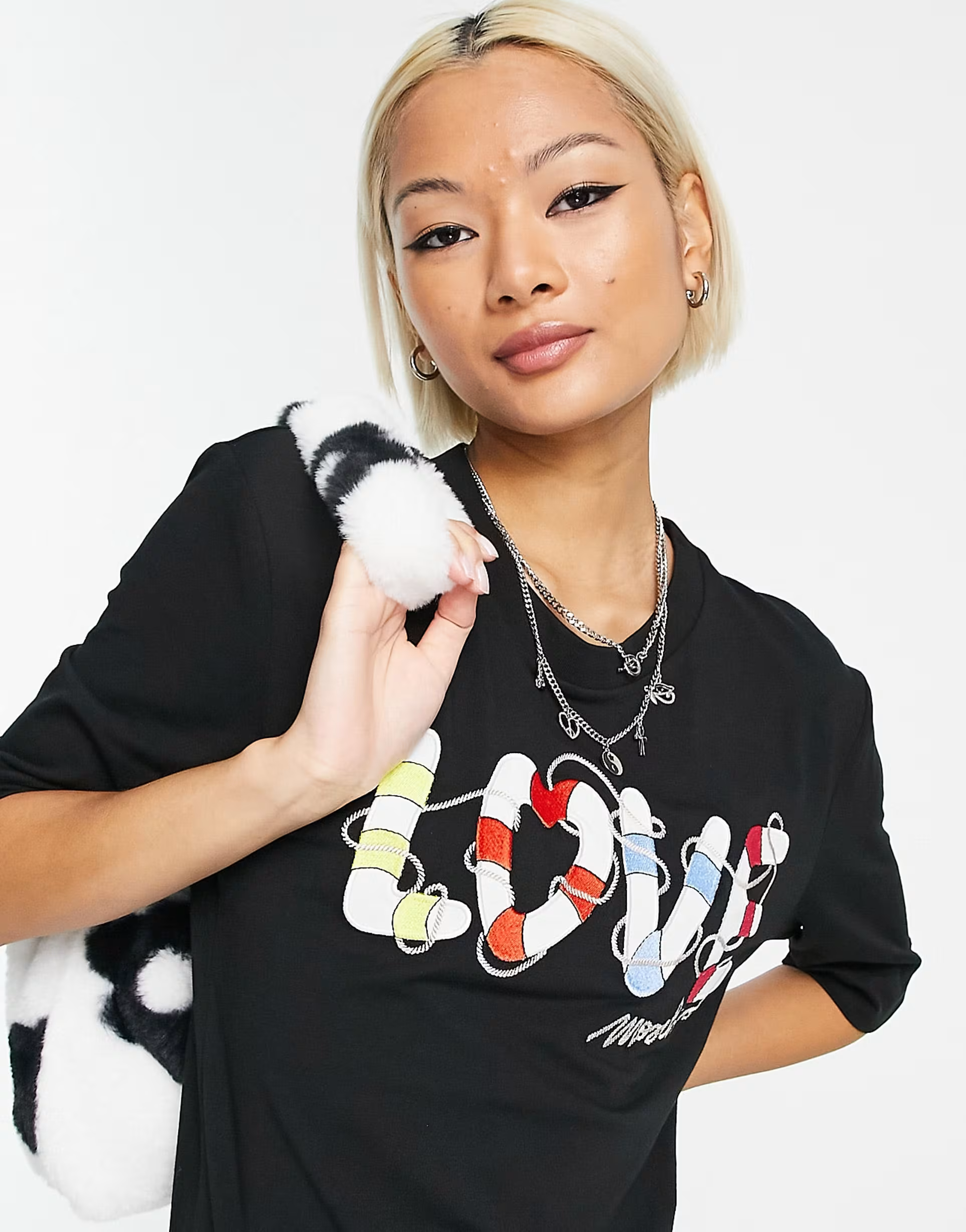 Love Moschino Womens Logo T-Shirt Dress In Black