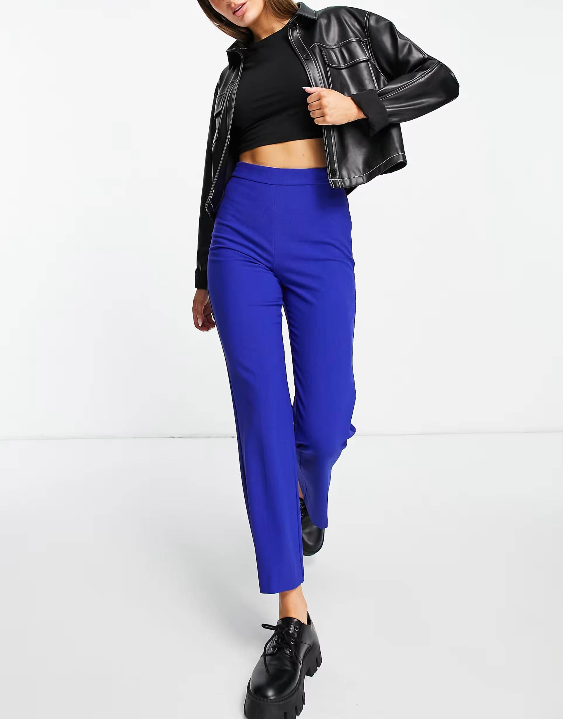 Love Moschino Womens Logo Detail Tailored Trousers In Blue