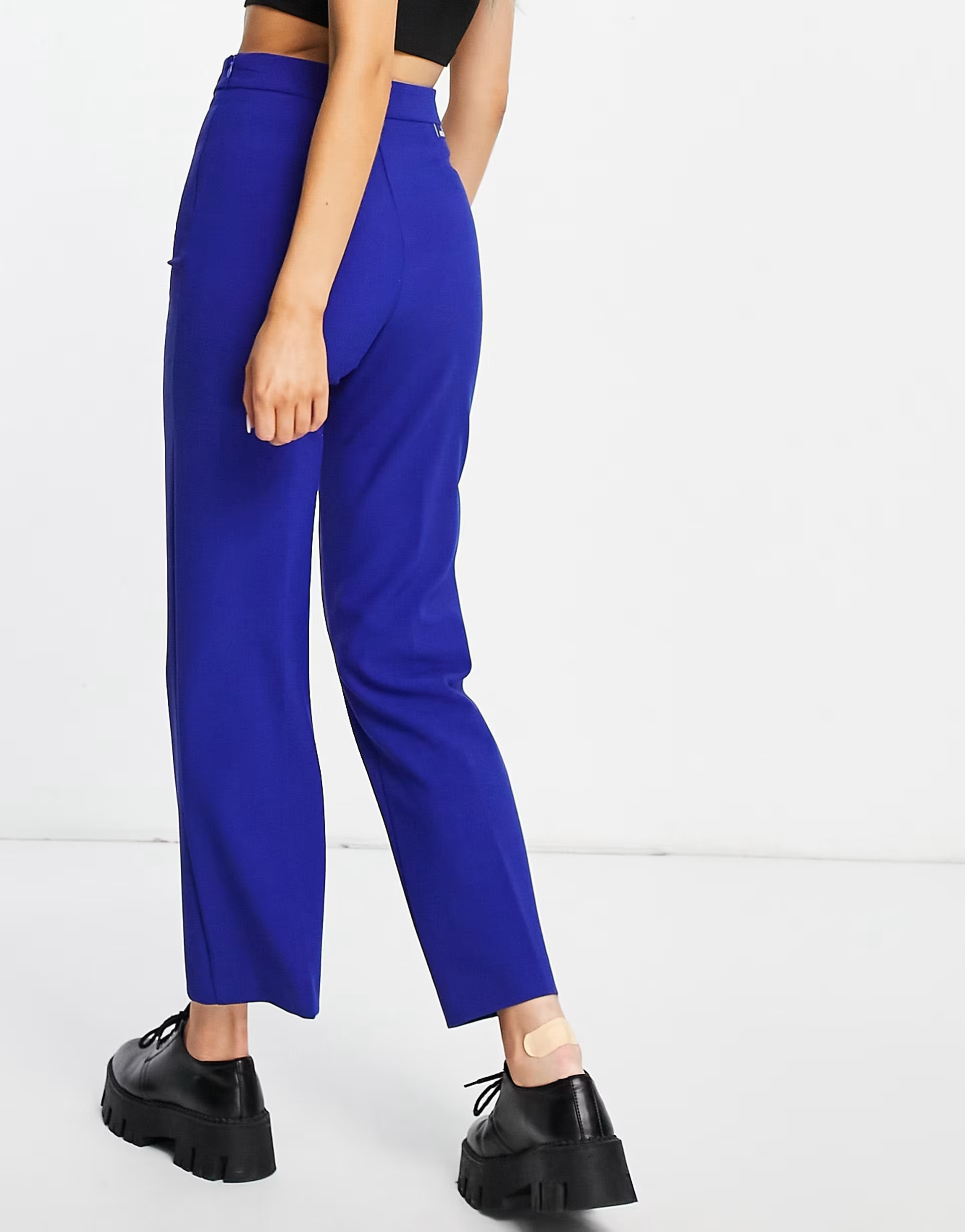 Love Moschino Womens Logo Detail Tailored Trousers In Blue