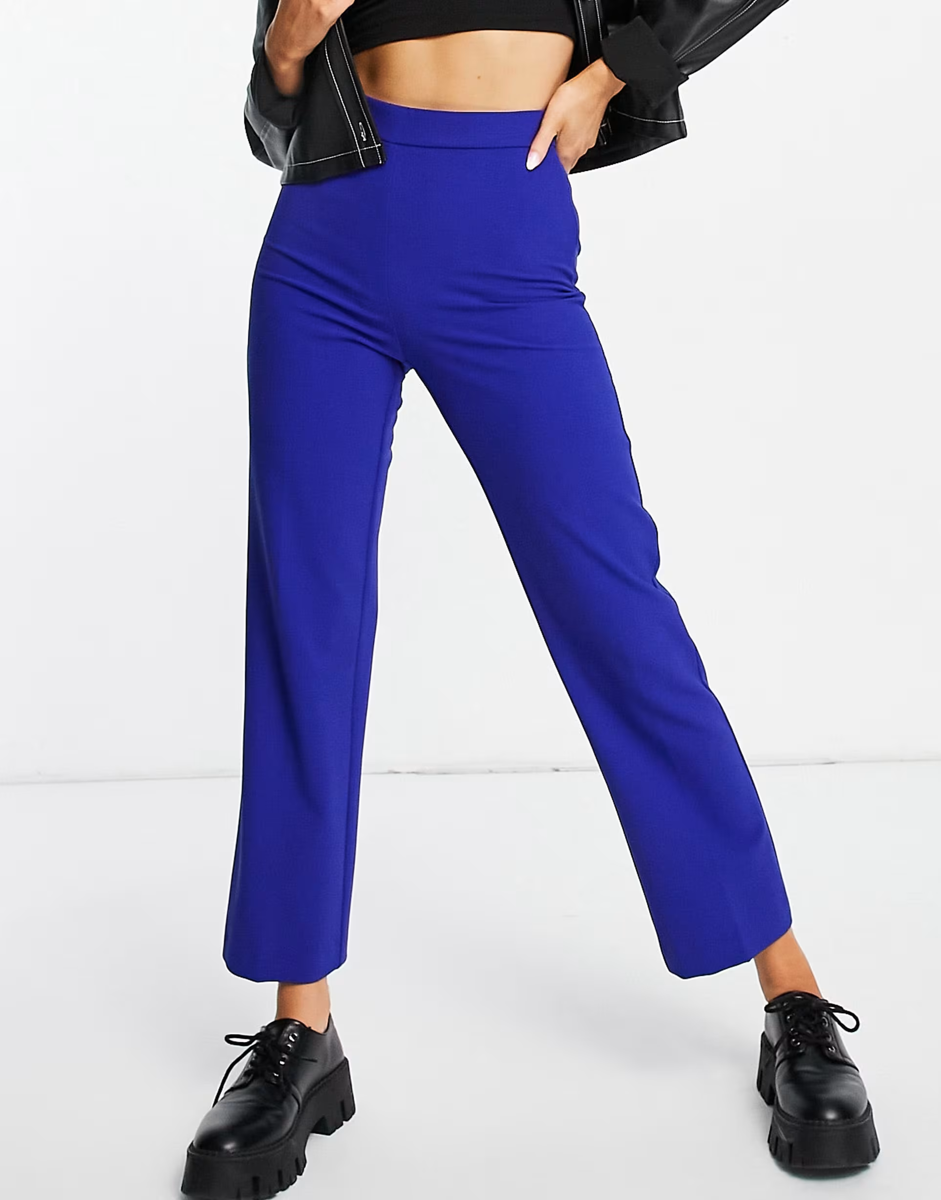 Love Moschino Womens Logo Detail Tailored Trousers In Blue