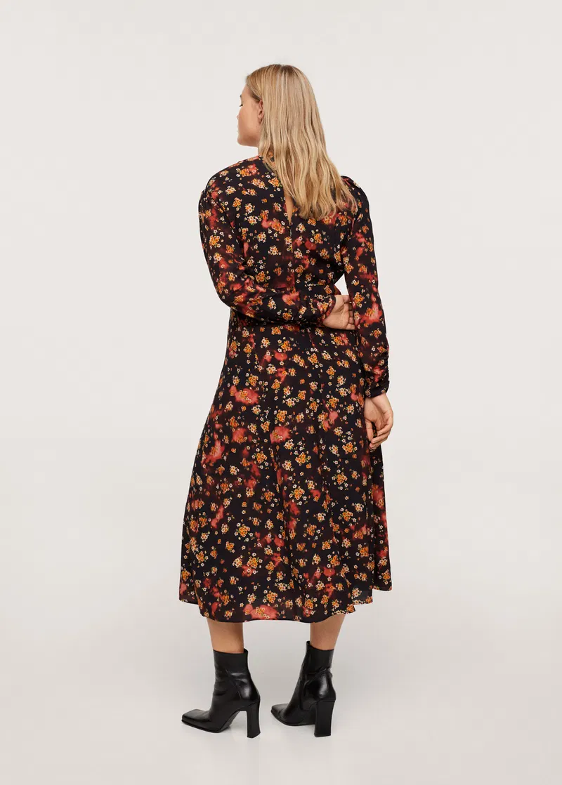 Mango Womens Midi Dress in 70's Floral In Multi