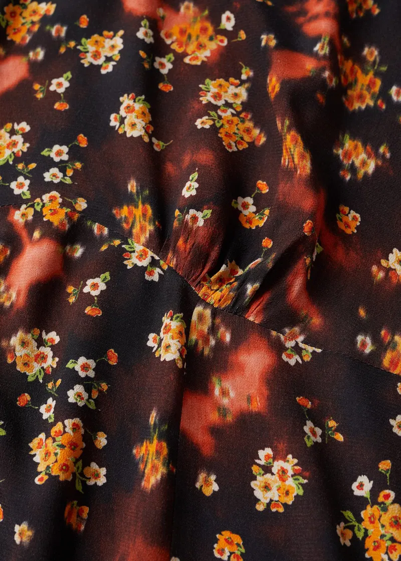 Mango Womens Midi Dress in 70's Floral In Multi