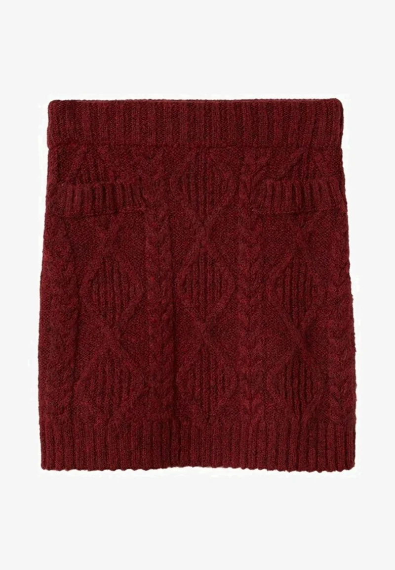 Womens Mango Button Front Cable Knit Skirt Co-Ord in Red