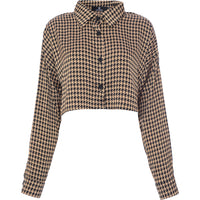 Heartbreak Women's Houndstooth Cropped Shirt Co-Ord