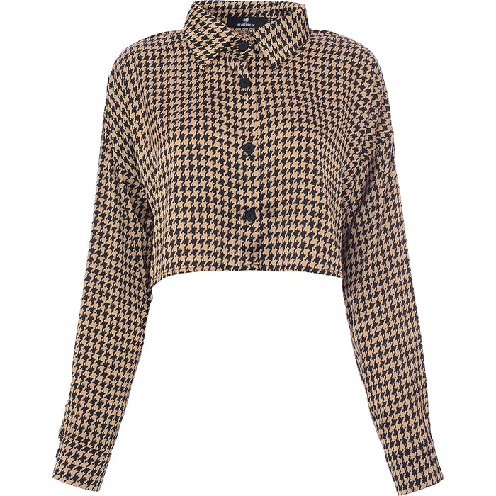 Heartbreak Women's Houndstooth Cropped Shirt Co-Ord