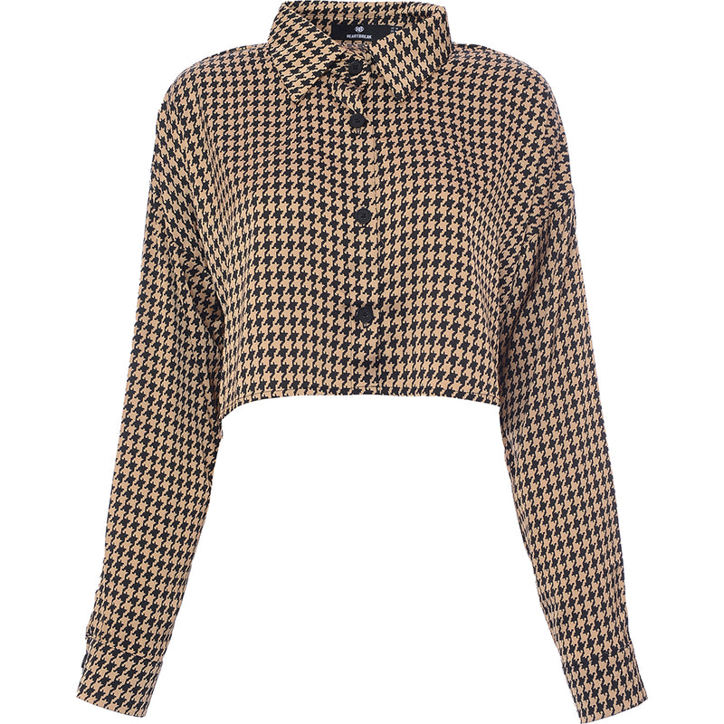 Heartbreak Women's Houndstooth Cropped Shirt Co-Ord