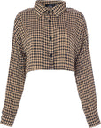 Heartbreak Women's Houndstooth Cropped Shirt Co-Ord