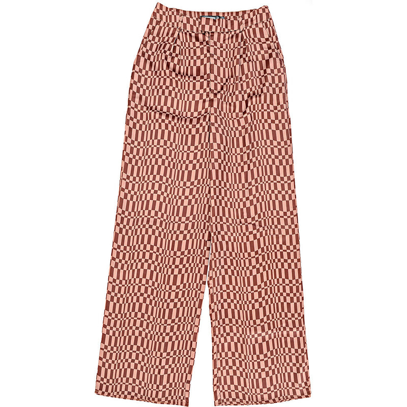 Missguided Women's Brown Checkerboard Co-ord Wide Leg Trouser