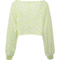 Daisy Street Women's Green Active Daisy Print Crop Sweater