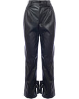 Aria Cove Women's Black Leather Look Tie Hem Trouser