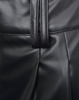 Aria Cove Women's Black Leather Look Tie Hem Trouser