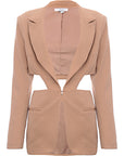 Aria Cove Women's Camel Cut Out Waist Blazer