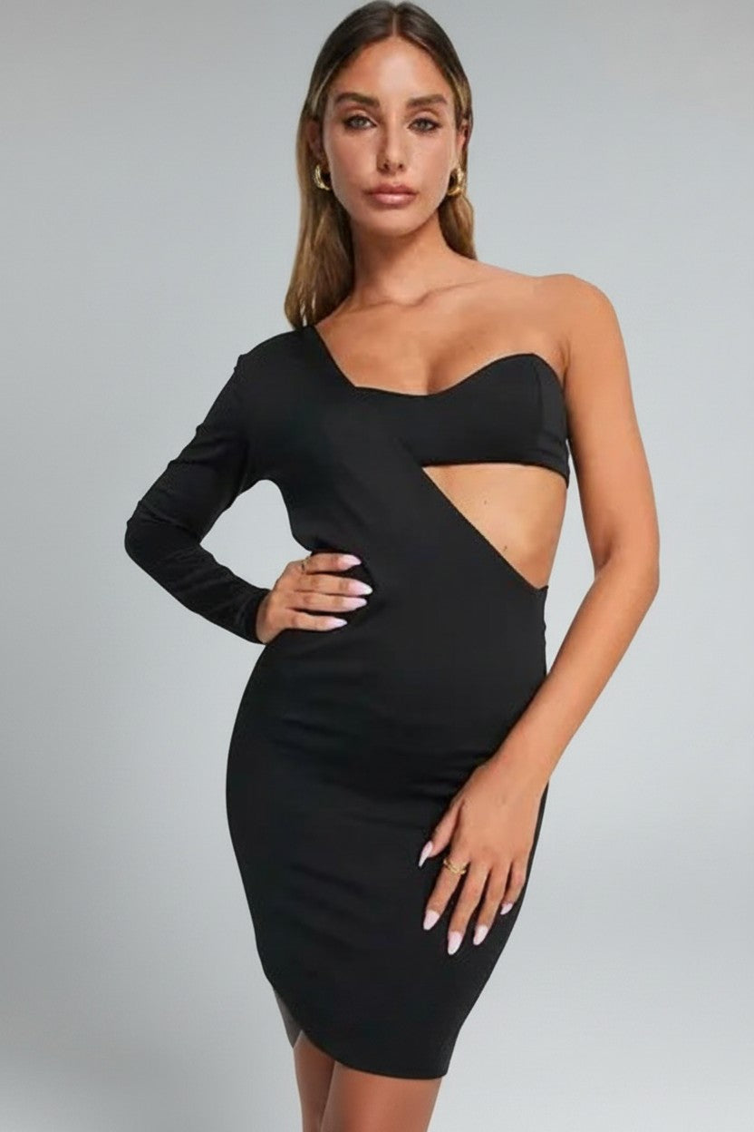 Aria Cove Womens One Shoulder Mini Dress With Contrast Bra Detail In Black