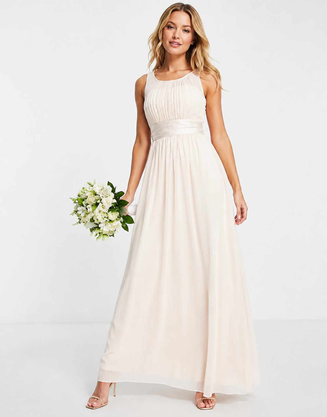 Little Mistress Womens Bridesmaid Chiffon Maxi Dress in Blush Pink