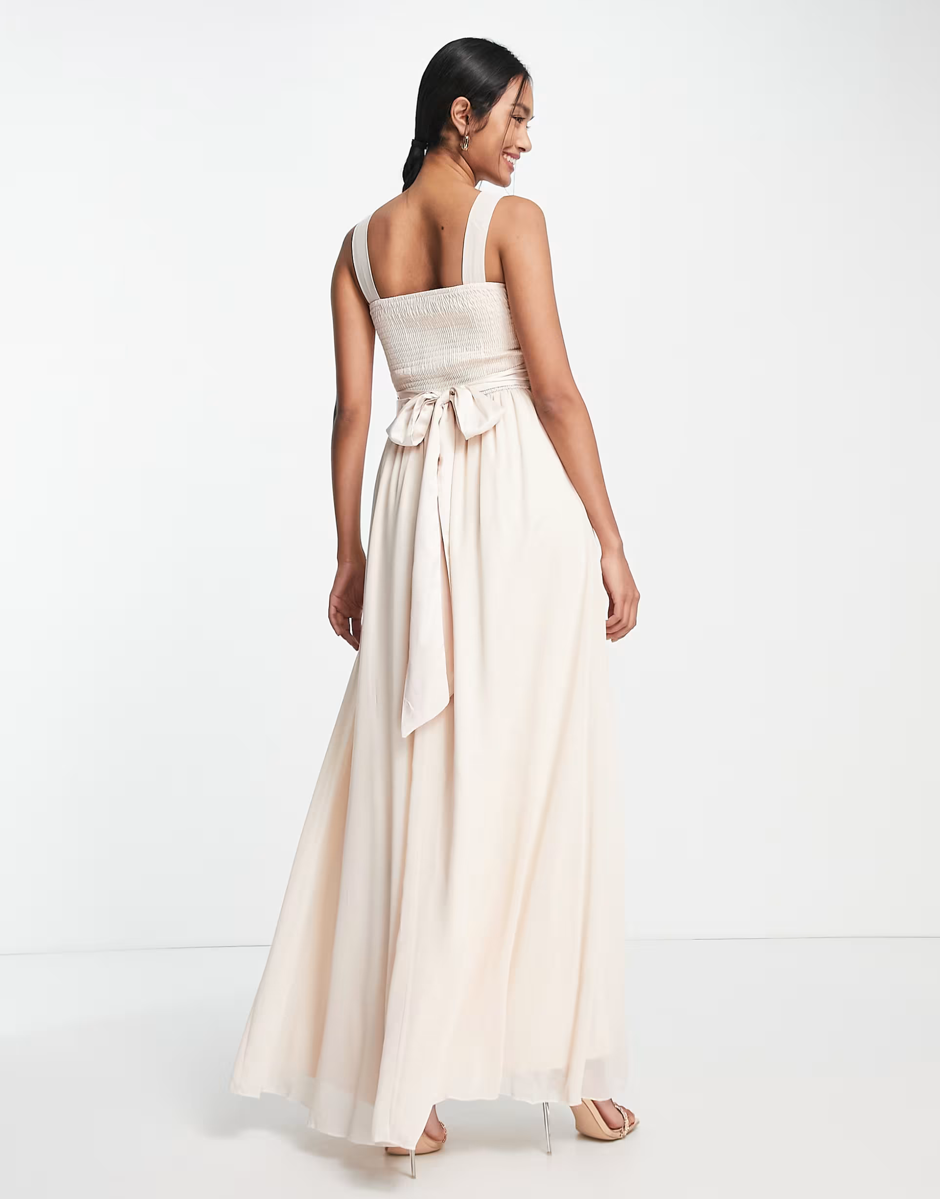 Little Mistress Womens Bridesmaid Chiffon Maxi Dress in Blush Pink