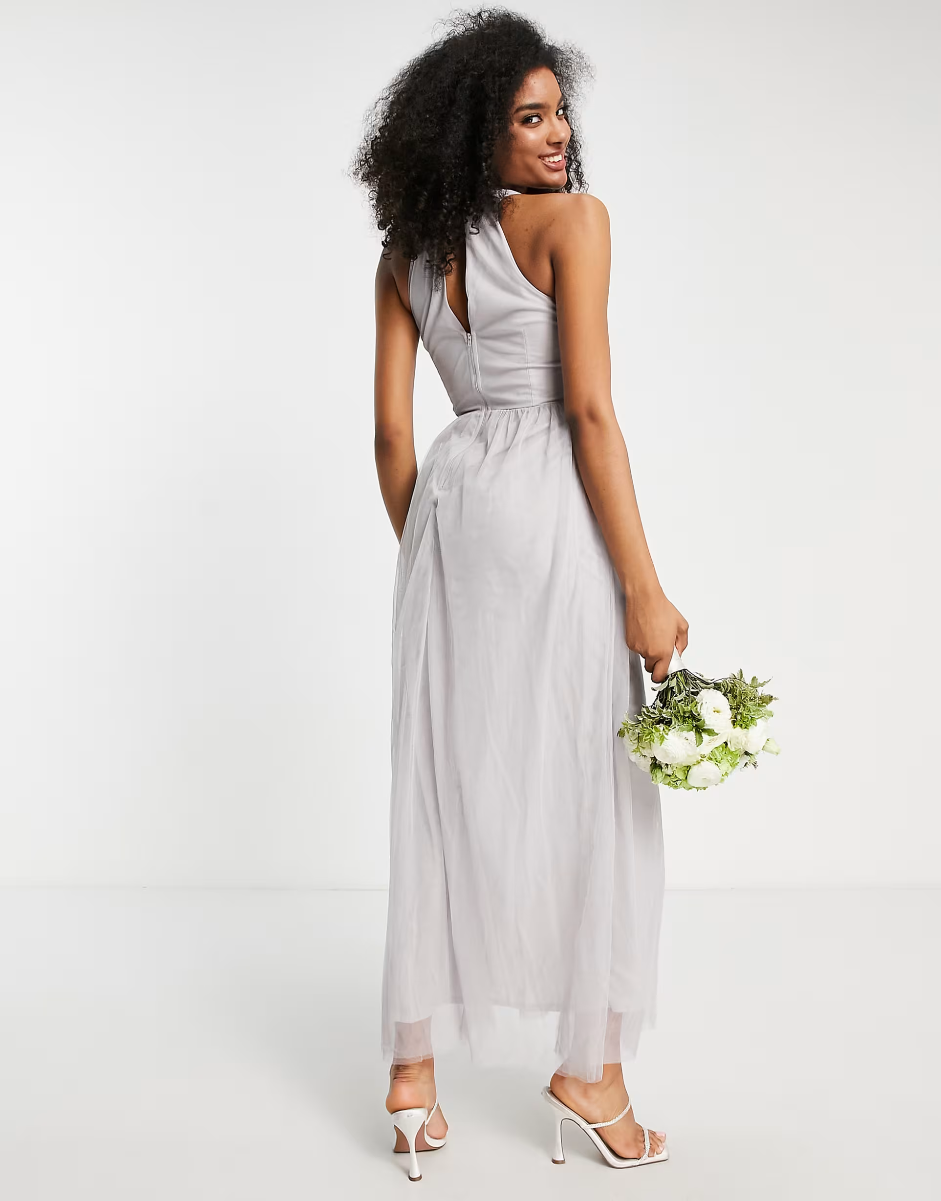 Little Mistress Womens Bridesmaid Embellished Maxi Dress In Grey