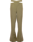 Rare London Women's Olive Tailored Trousers with Cut-Out Details