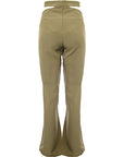 Rare London Women's Olive Tailored Trousers with Cut-Out Details