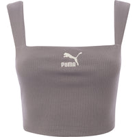 Puma Women's Grey Classic Ribbed Chunky Strap Top