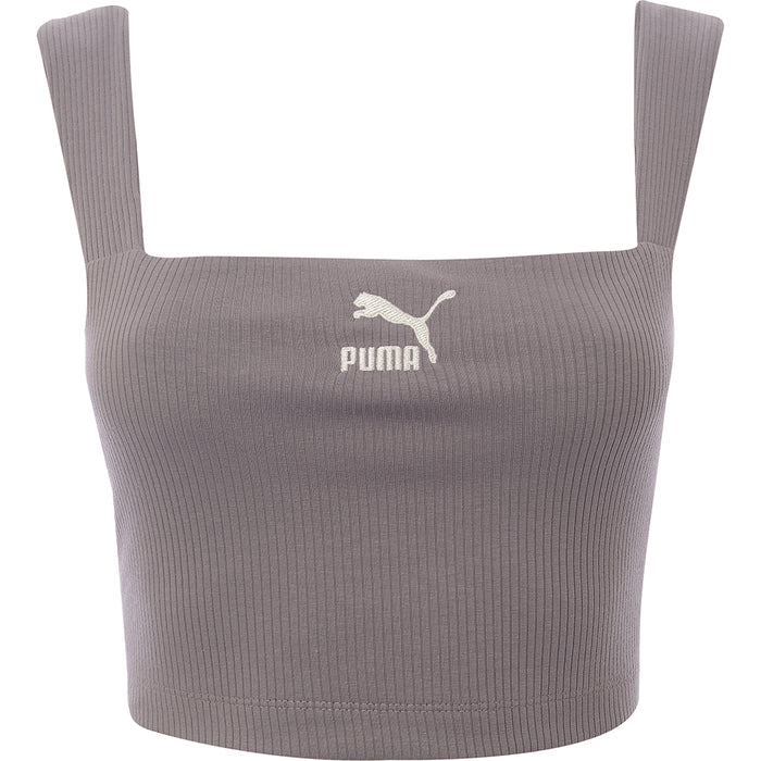 Puma Women's Grey Classic Ribbed Chunky Strap Top