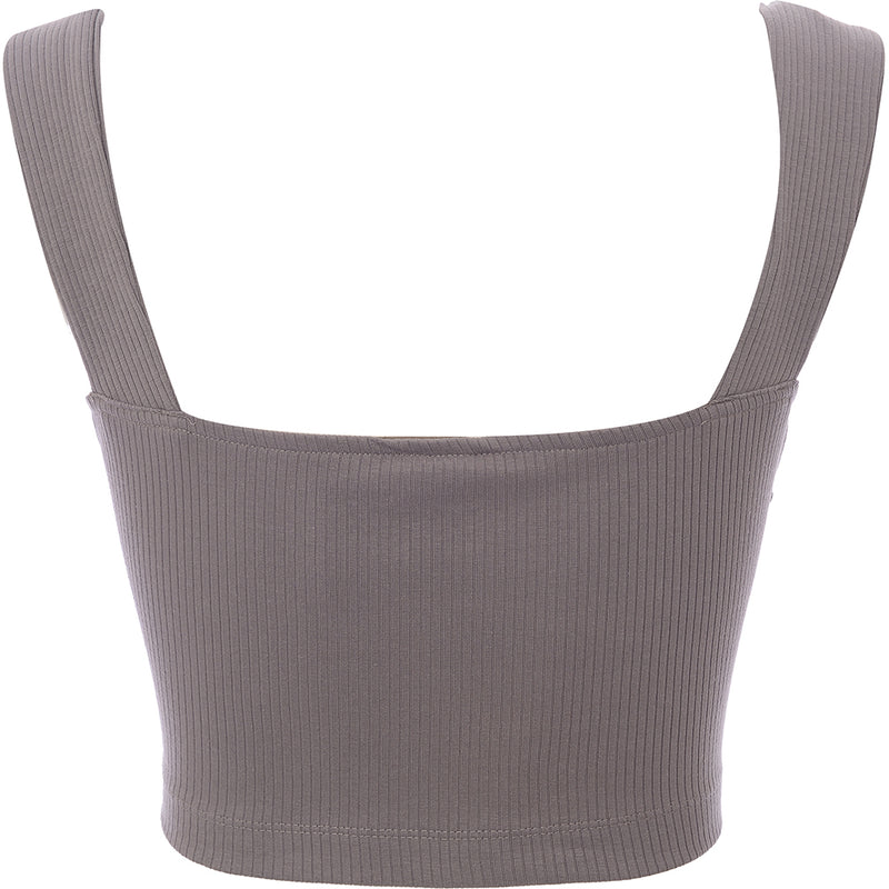 Puma Women's Grey Classic Ribbed Chunky Strap Top