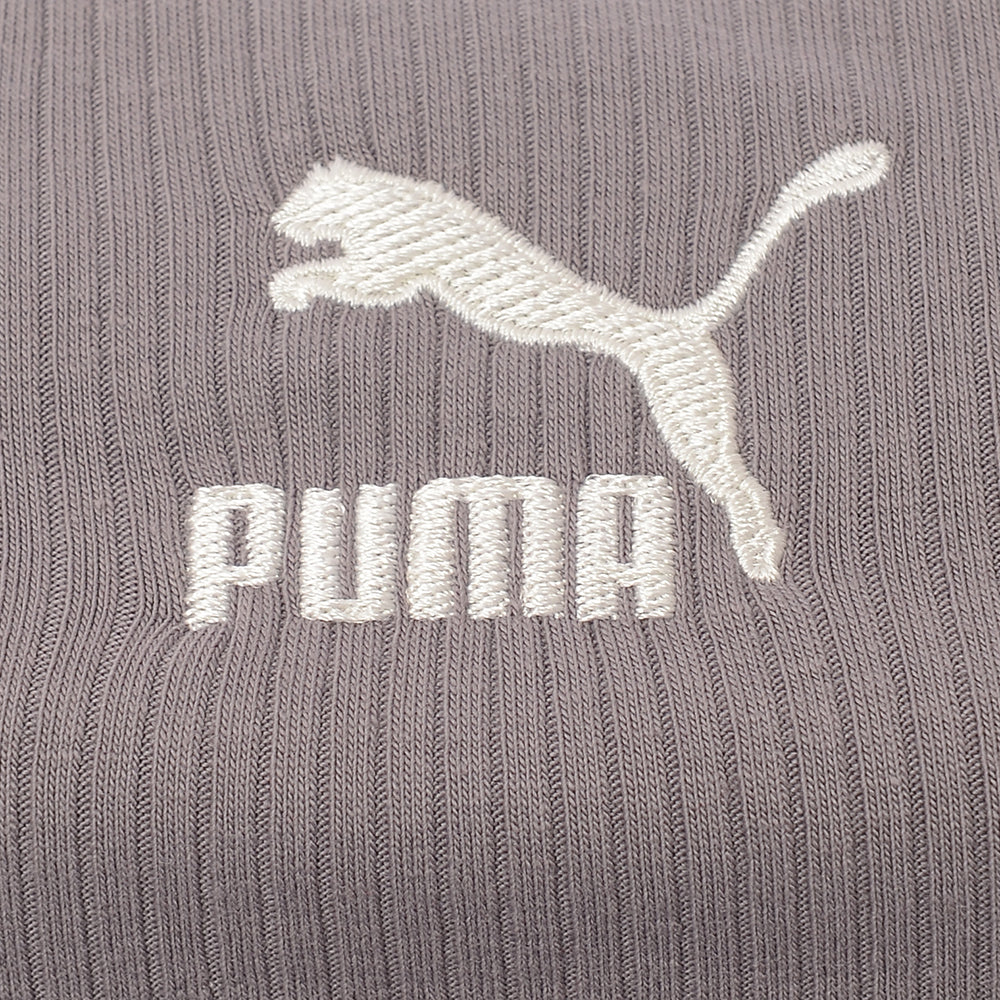 Puma Women's Grey Classic Ribbed Chunky Strap Top