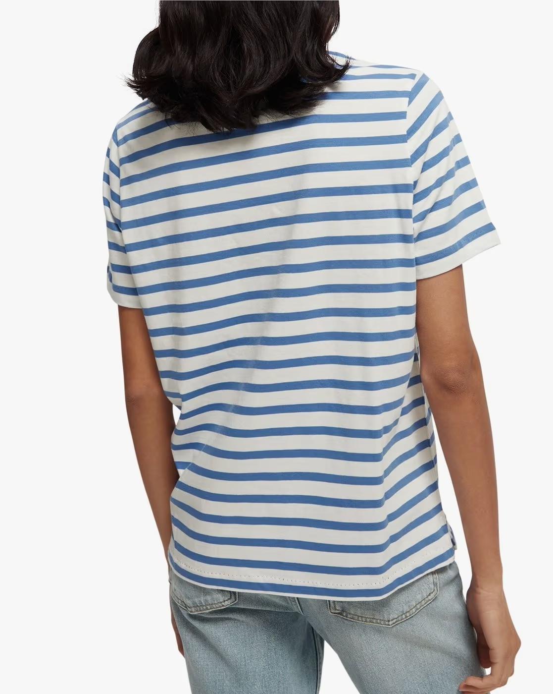 Maison Scotch Womens Striped Relaxed-Fit Cotton In Blue