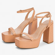 SIMMI Shoes Womens London Platform Heeled Sandals in Camel