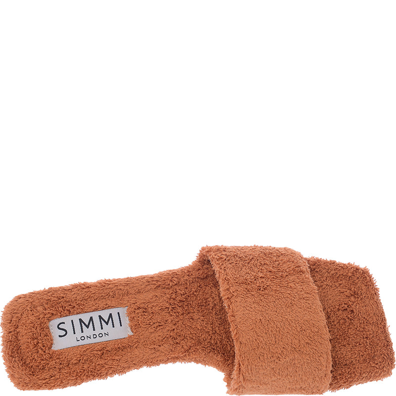 Simmi London Women's Brown Towelling Flat Sandal