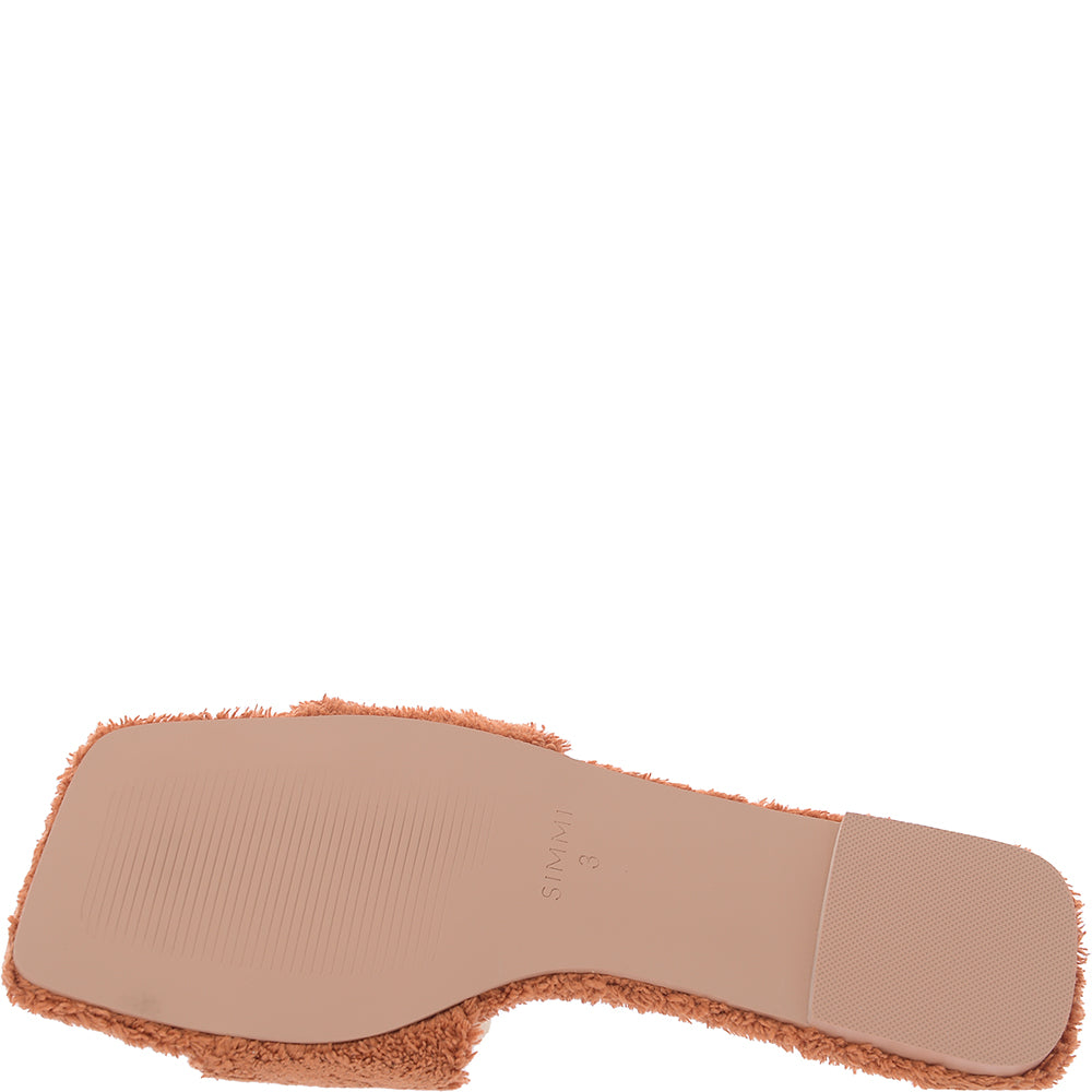 Simmi London Women's Brown Towelling Flat Sandal