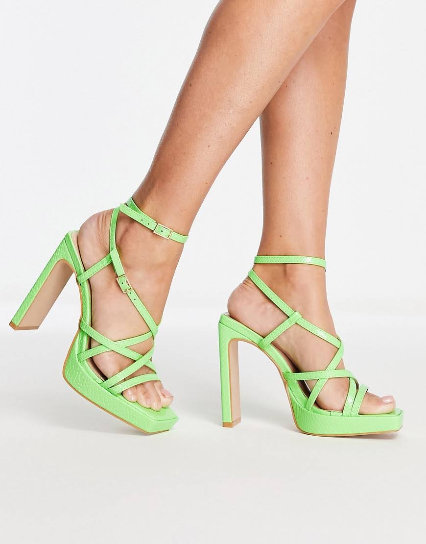 SIMMI Shoes Womens London Buckle Detail Strappy Platform Sandals In Green