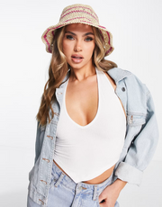 SVNX Womens Stripe Safari Hat In Purple