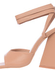 Public Desire Women's Beige Mojito Tie Up Block Heel Sandals