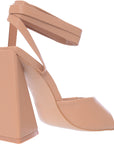 Public Desire Women's Beige Mojito Tie Up Block Heel Sandals