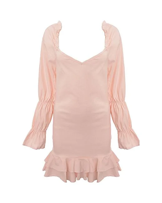 I Saw It First bardot long sleeve sleeve dress in pink