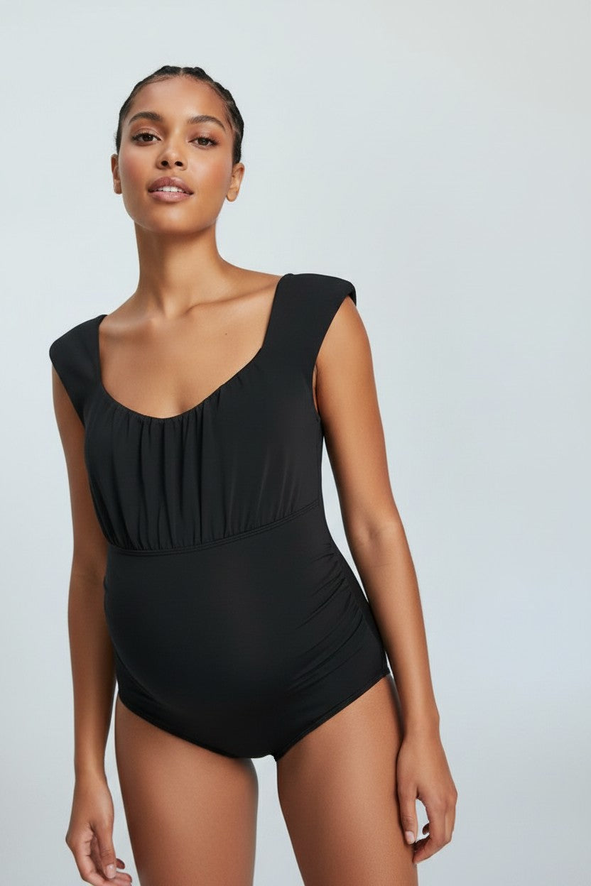 Fashion Union Womens Maternity Square Neck Swimsuit In Black