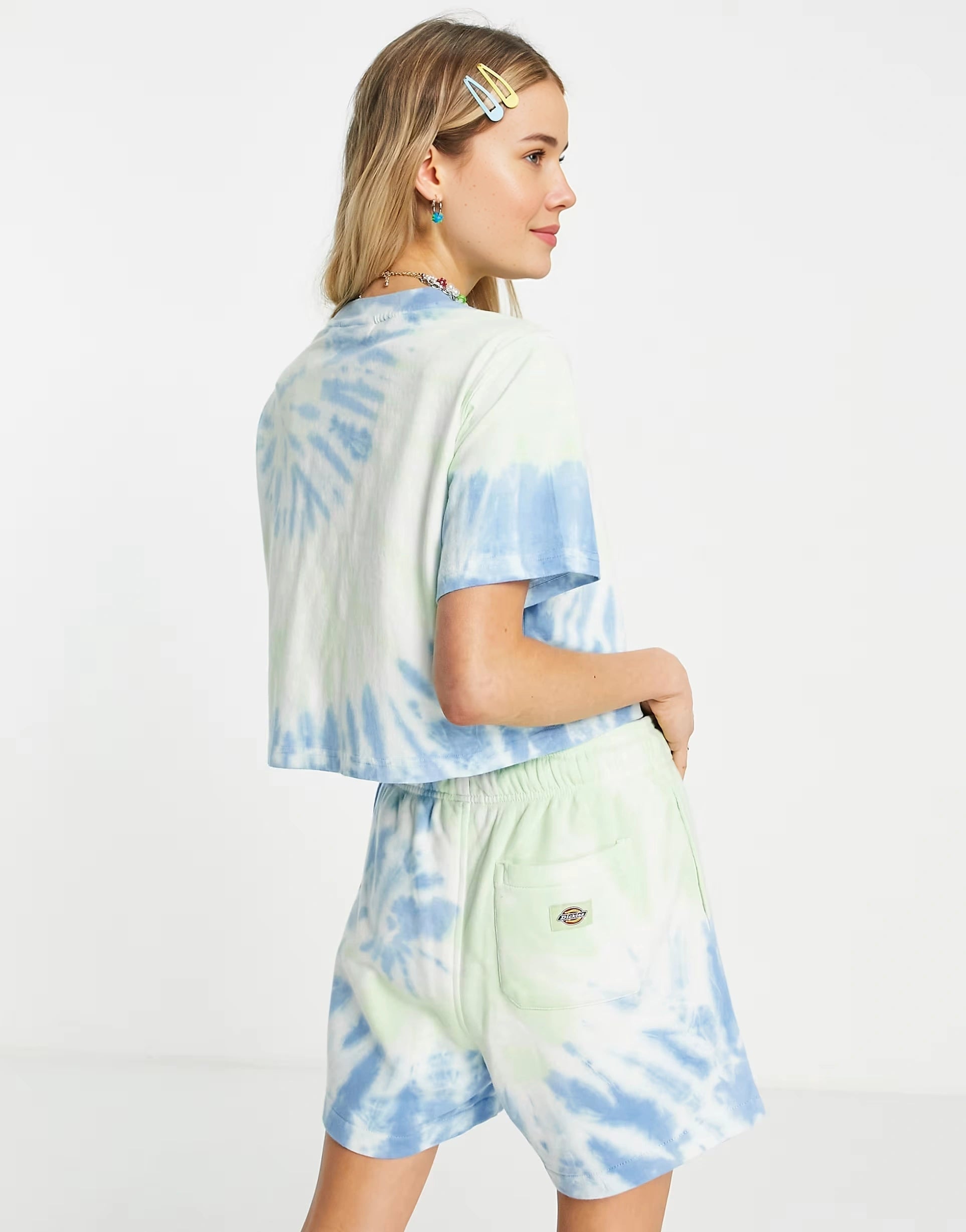 Dickies Womens Seatac T-Shirt in Green Tie Dye in Green