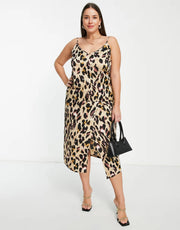 Never Fully Dressed Plus Womens Cami Top Co-Ord in Leopard Print In Brown