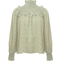 Glamorous Women's Green Floral High Neck Smock Blouse