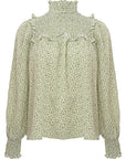 Glamorous Women's Green Floral High Neck Smock Blouse