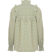 Glamorous Women's Green Floral High Neck Smock Blouse